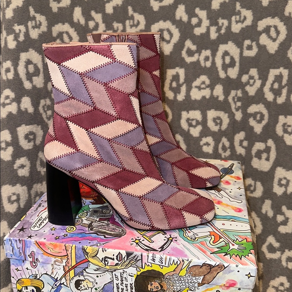 Jeffrey Campbell Verus-PW in Pink Suede Multi ๐ Heeled Booties New & Never Worn - Picture 8 of 17